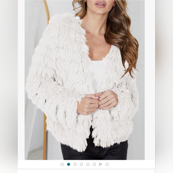 Womens Open Front Faux Fur Cardigan Vintage Parka Shaggy Jacket CoatWomens large - Picture 5 of 8
